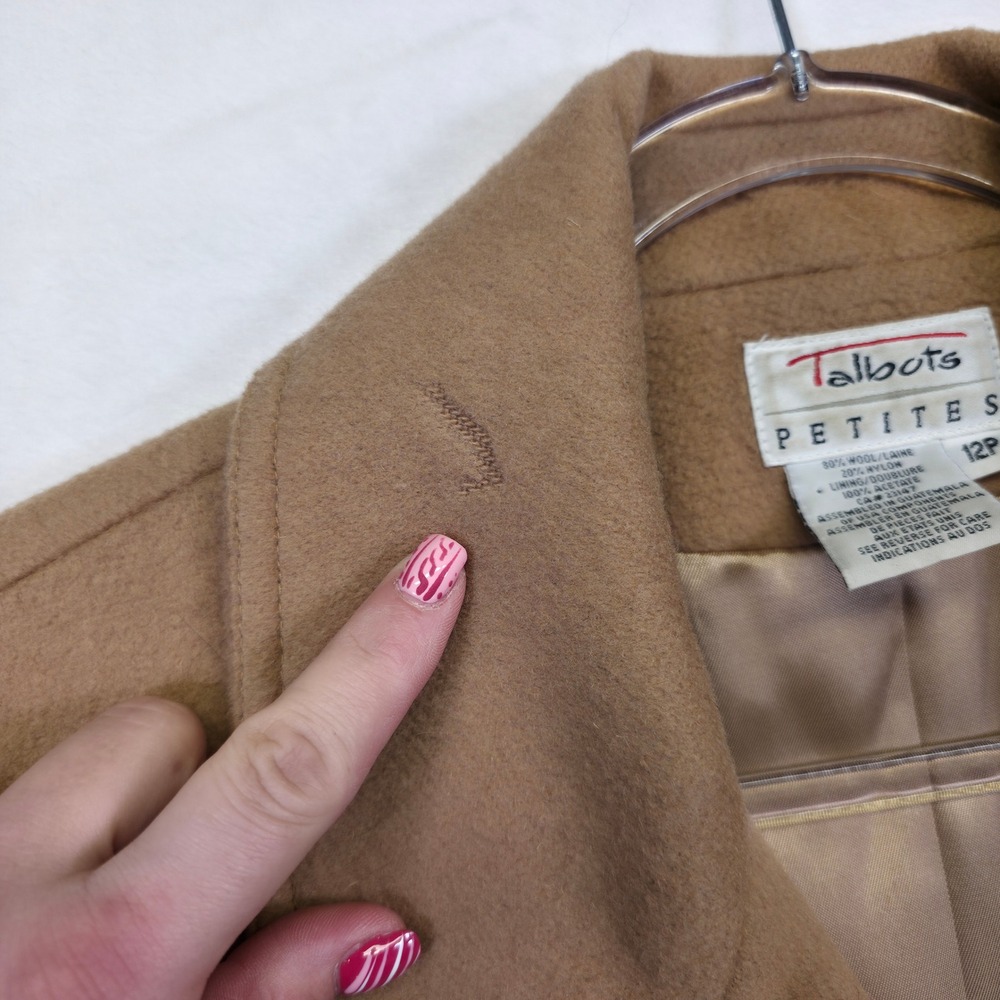 Talbots‎ Pea Coat Women 12P Brown Wool Timeless Preppy Old Money Classic READ - Picture 12 of 16